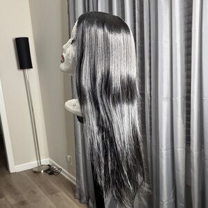 Sleek Black and Silver Women's Wig